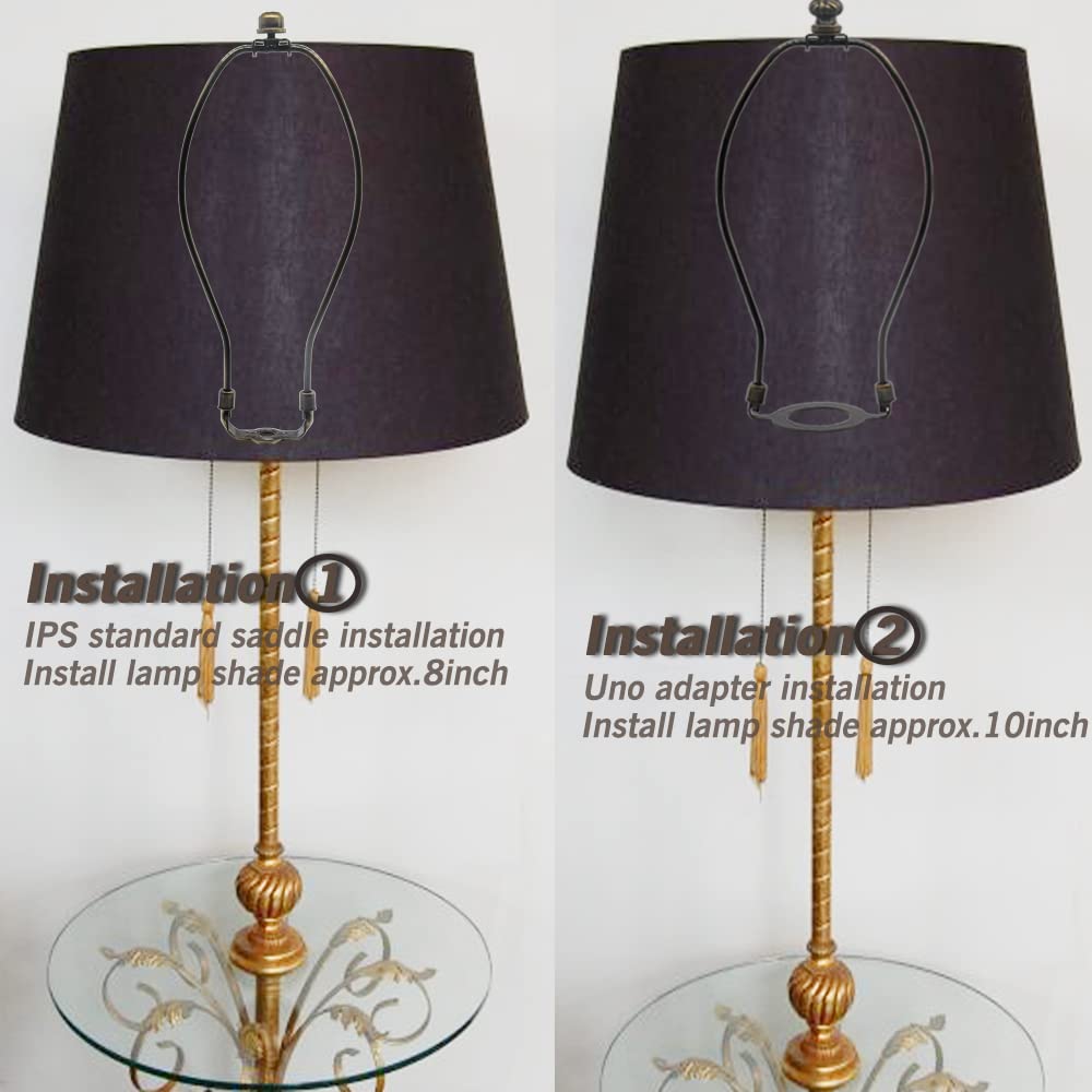 QVQCWD Lamp Shade Harp Holder, 8 Inch Bronze, Plastic, Fits Standard Lamp Rod & E26 Base, Includes 2 Shade Finials