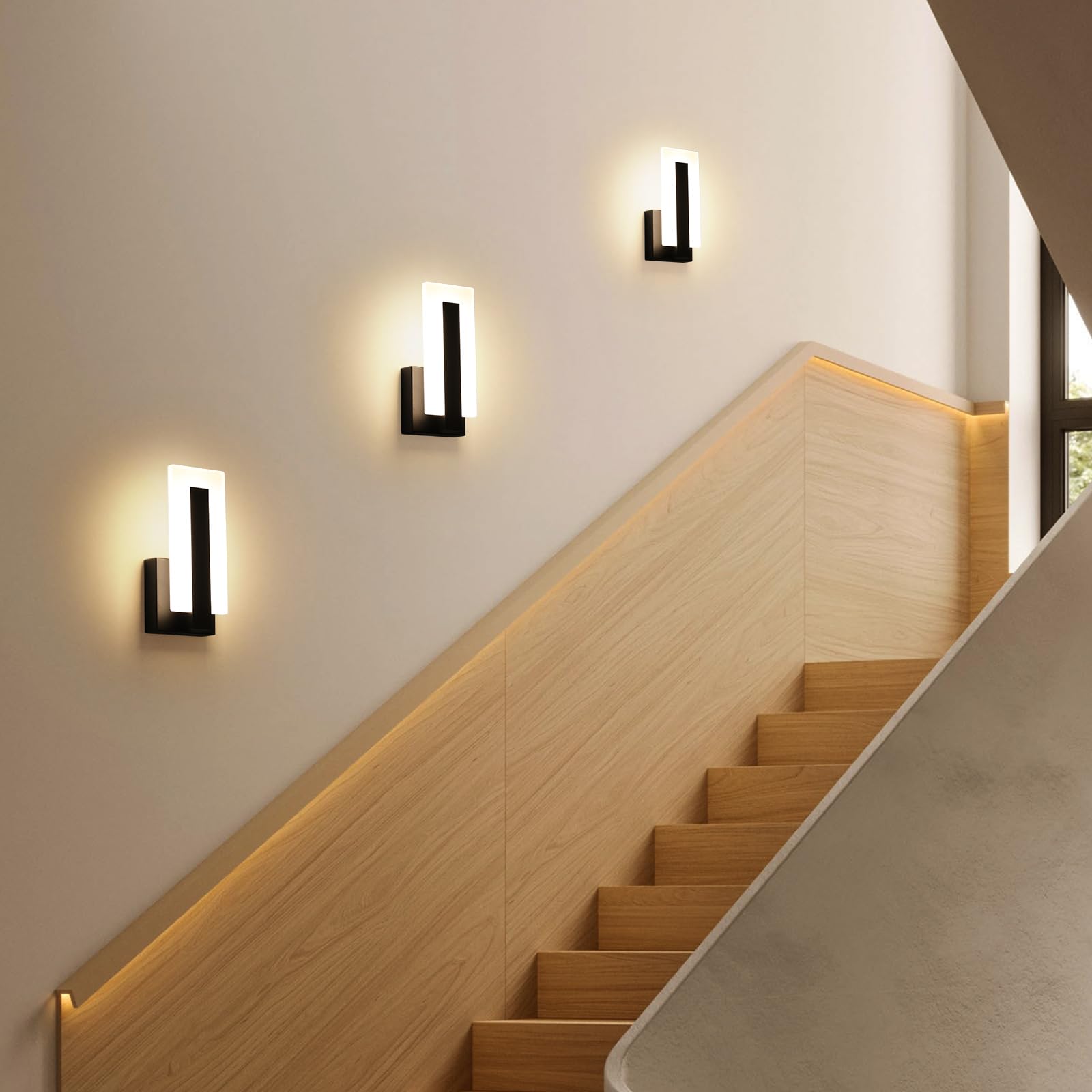 Pasoar Modern Wall Sconces Set of 2, 7W LED, Warm White 3000K, Hardwired Acrylic, Model 3069-2P