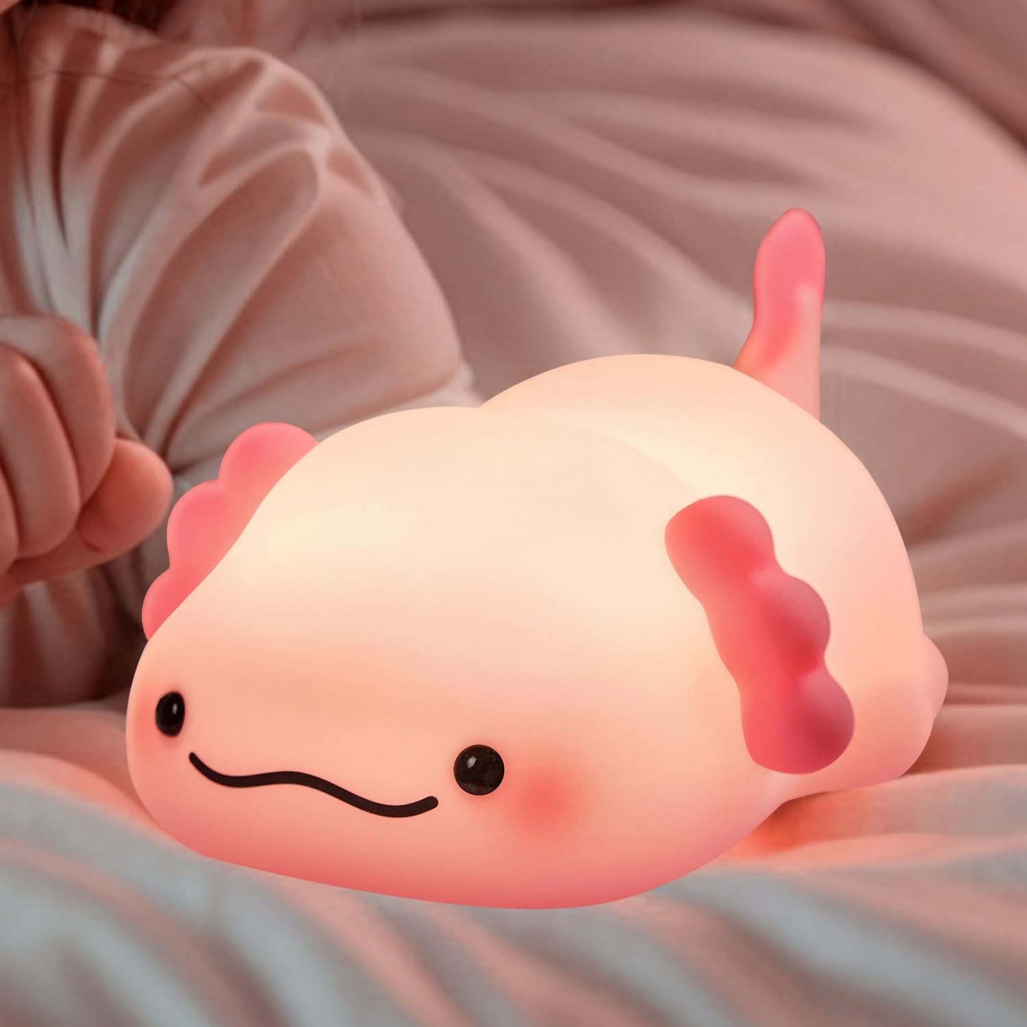 SeaShine Axolotl Night Light for Kids,Animal Silicone Nursery Night Lamp, Rechargeable Table Lamp Bedside Lamp,Cute Room Decor L