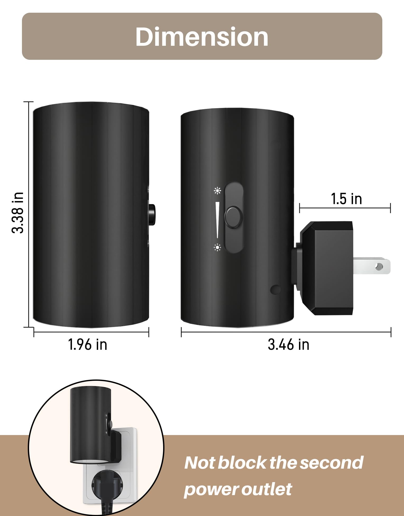 Night Lights Plug Into Wall, Led Plug In Night Light With Light Sensor, 0-100Lm Adjustable Brightness Wall Light, 5000K Daylight
