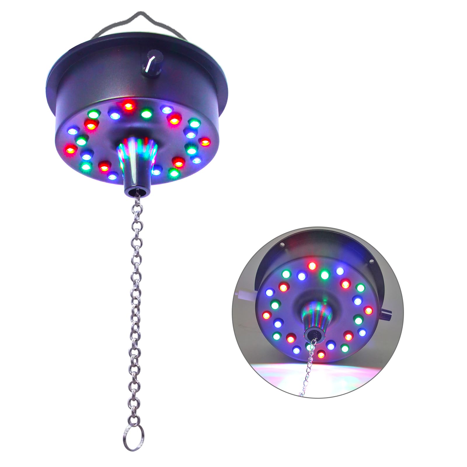 5 RPM-9 RPM Adjustable Mirror Ball Rotating Motor with 24 RGB Led Light for 4 6 8 12 Disco Balls (Not Include) for Party Decorat