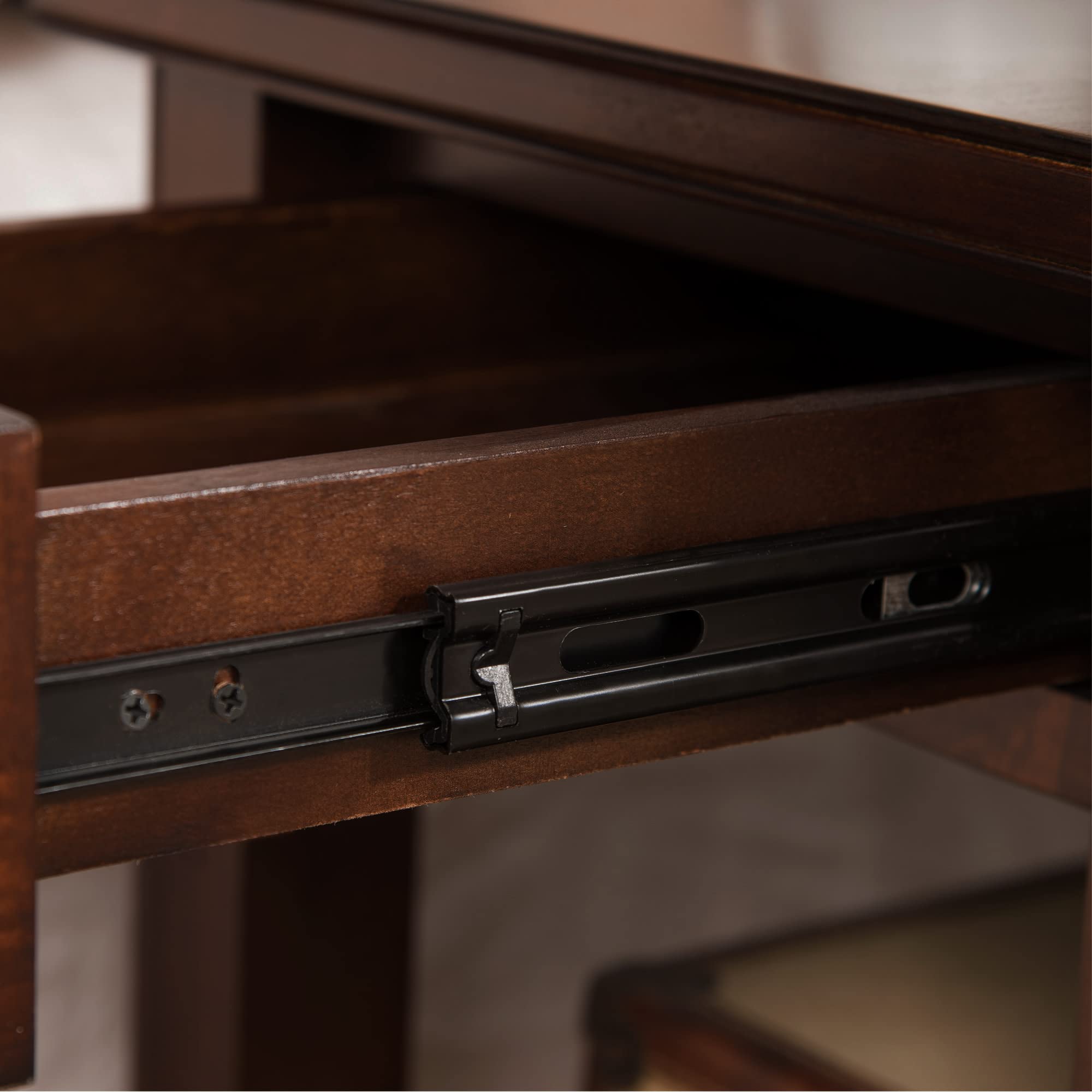 Leick Home 10537 Laurent One Drawer Swing Arm Lamp Side Table With Shelf, Chocolate Cherry, 16''X26''