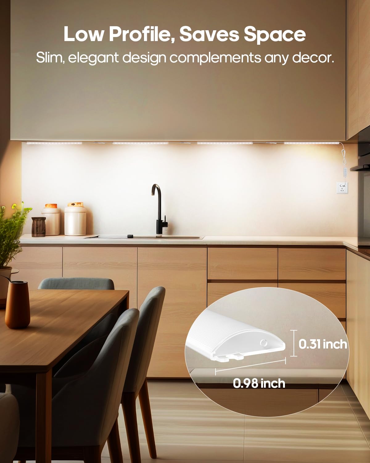 Goodea LED Under Cabinet Lights, Dimmable 12in Ultra Thin, 3 Color Temperatures, Plastic, Model MKU06-2