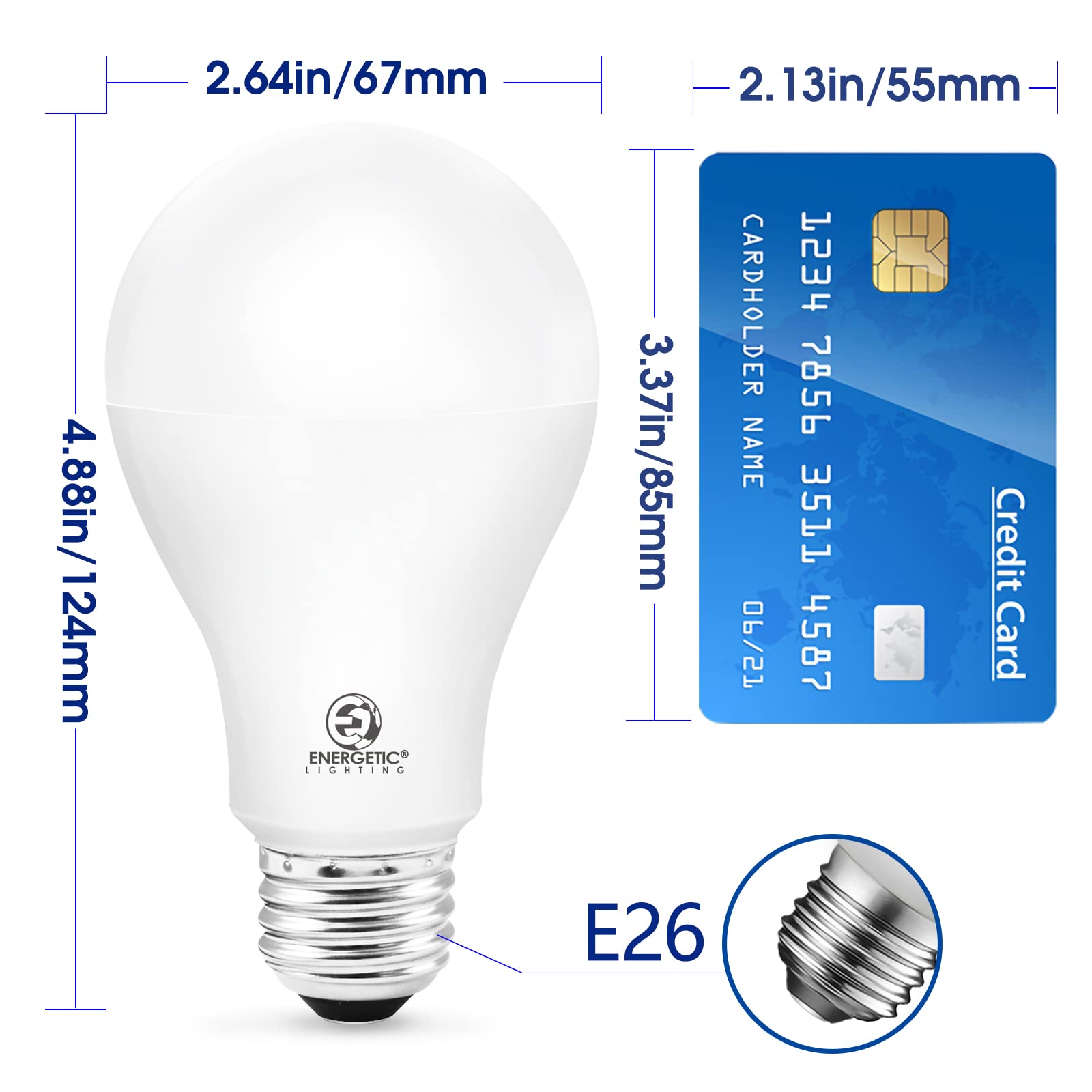 Energetic A21 LED Bulbs 150W Equivalent Soft White 2700K 2600 Lumens E26 Base Non-Dimmable 2 Pack
