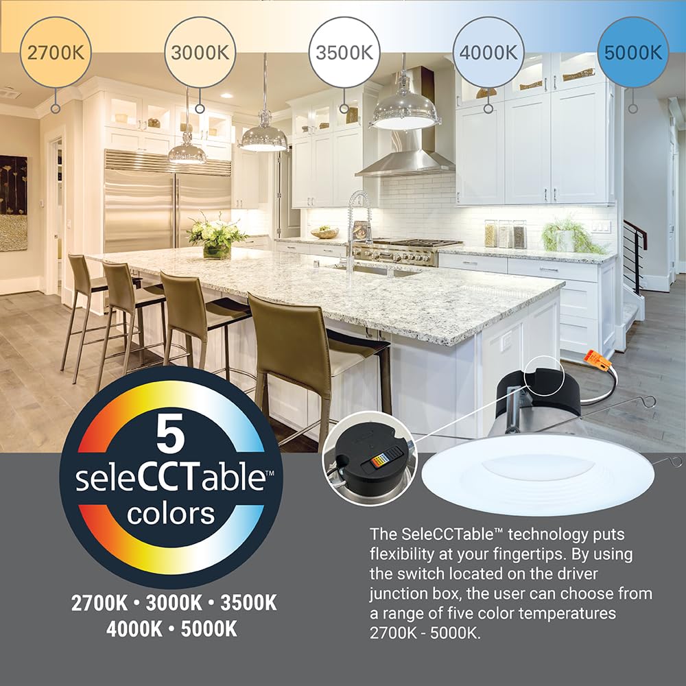 Halo Lt 5-Inch And 6 Inch Led Retrofit Module With Baffle Trim Selectable 5Cct 750-Lumens