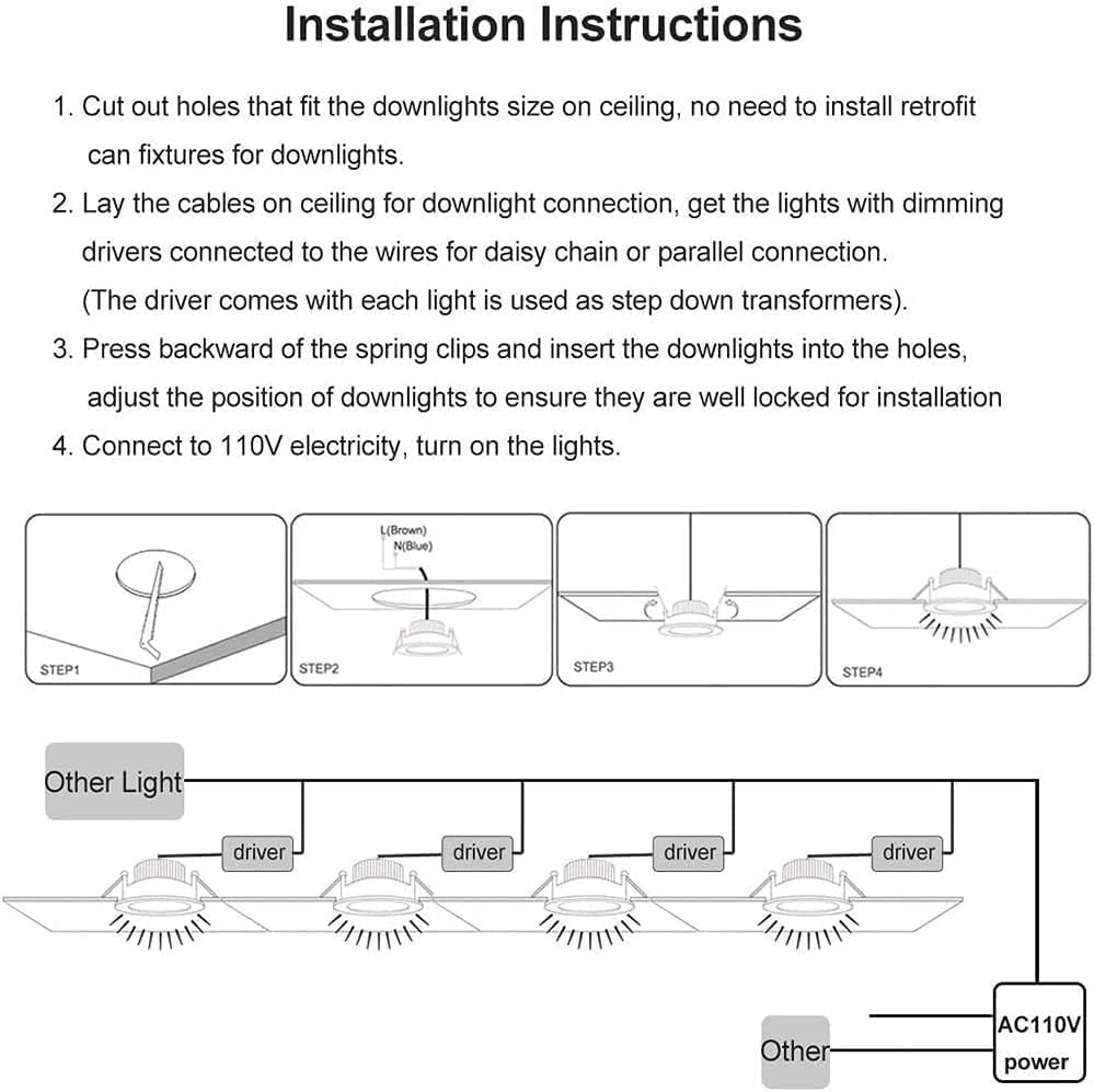 Inshareplus 2 Inch Led Downlight  3W Recessed Lighting 220Lm Cob Dimmable  4000K Natural White  Cri80  Black Trim  Ceiling Lights With Led Driver  20 Pack