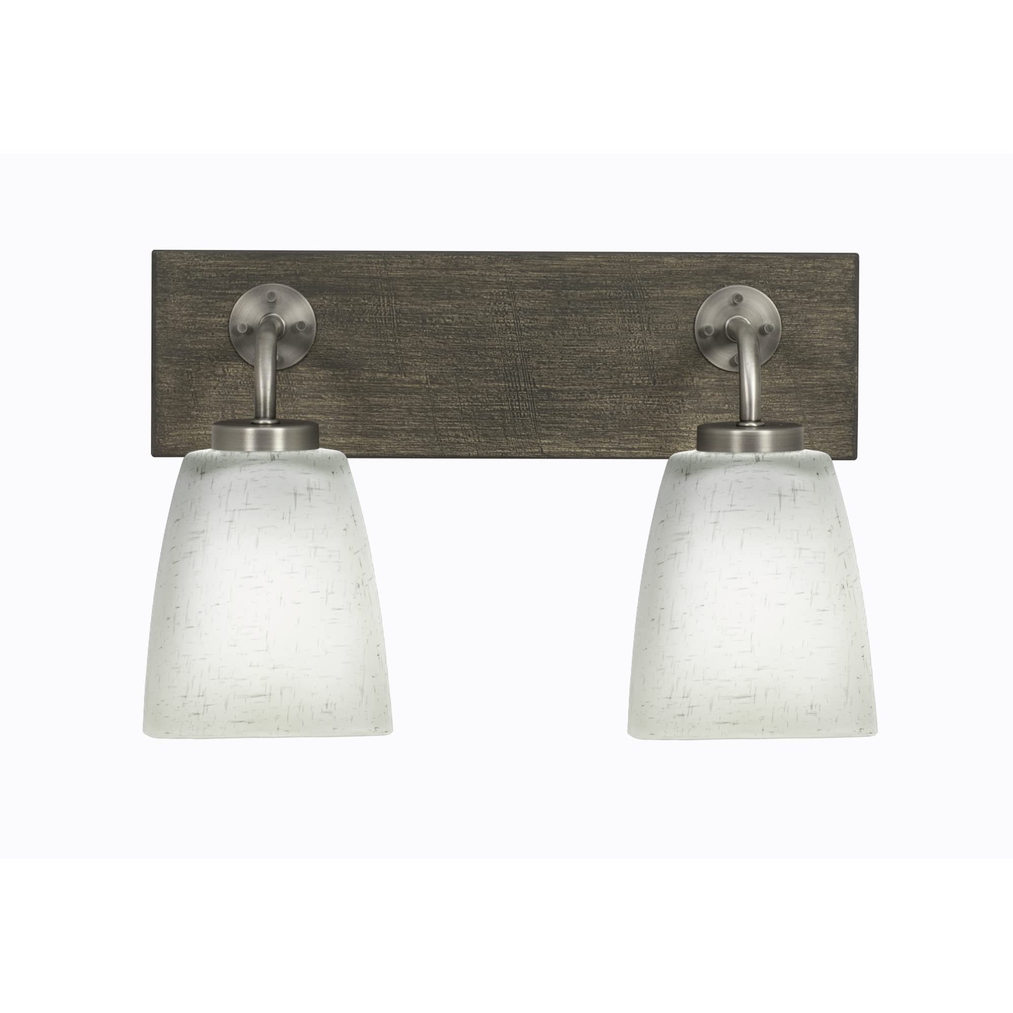 Oxbridge 2 Light Bath Bar In Graphite & Painted Distressed Wood-Look Metal Finish With 4.5" White Muslin Glass