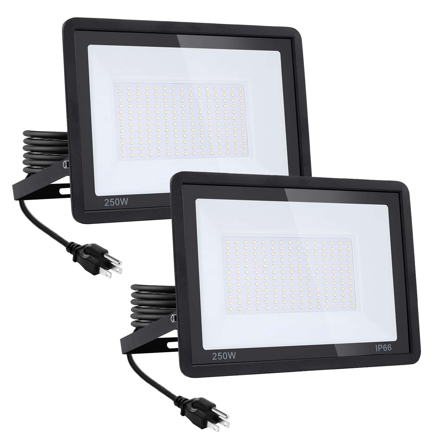 Lingwarm 2Pack 250W Led Flood Light, 27500Lm Waterproof Outdoor Security Lights, 6000K Daylight