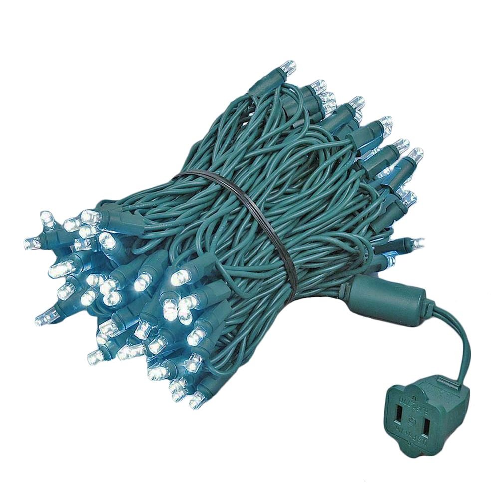 Novelty Lights 100 Light LED Christmas Mini Light Set  Outdoor Lighting Party Patio String Lights  Pure White  Green Wire  34 Feet