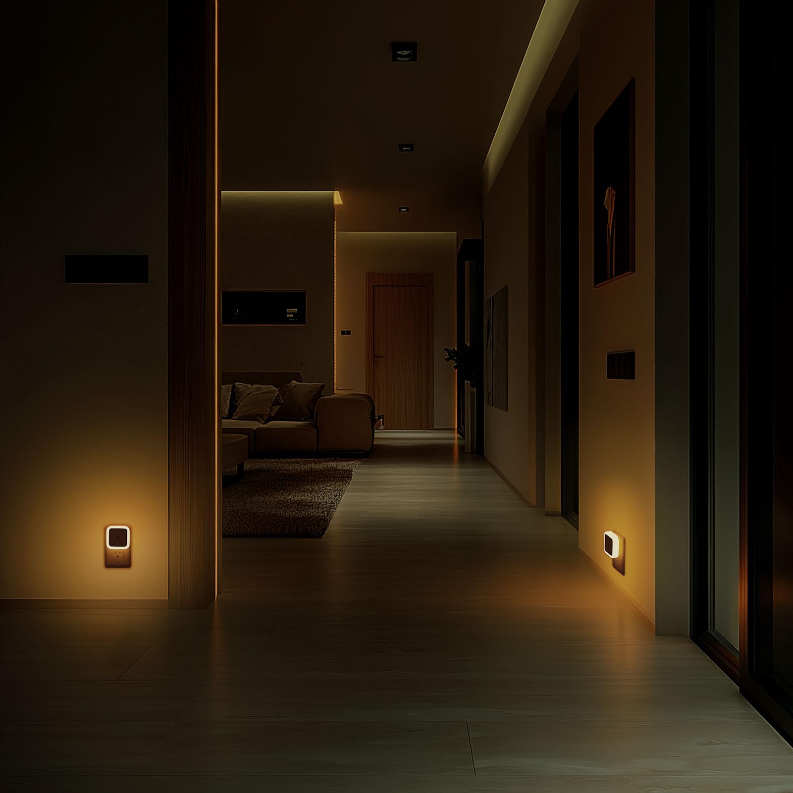 Sujeet 4-Pack Dusk To Dawn Warm White Night Lights - Plug-In Led Night Lamp For Bedroom & Hallway