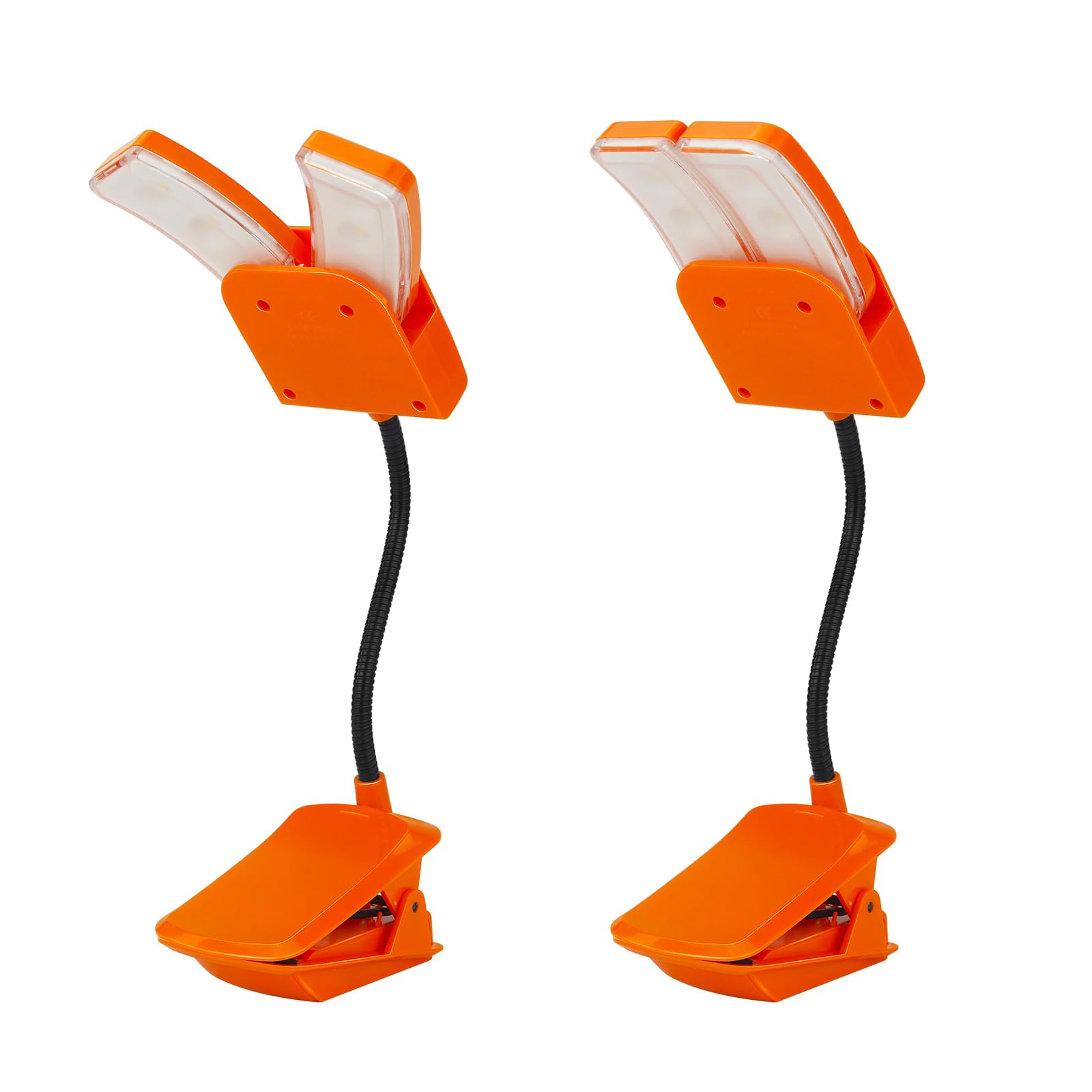 Bigmonat Battery Operated Clip On Light  Dimmable Brightness Eye Care Book Reading Light  360Flexible Gooseneck Night Lighting For Home Office  Reading Study (Orange  2Pack)