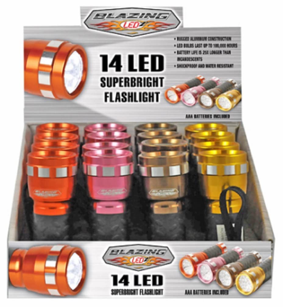 BLAZING LEDZ LED Flashlight 14 LEDs 85 Lumens Orange Plastic One Size Model 302502