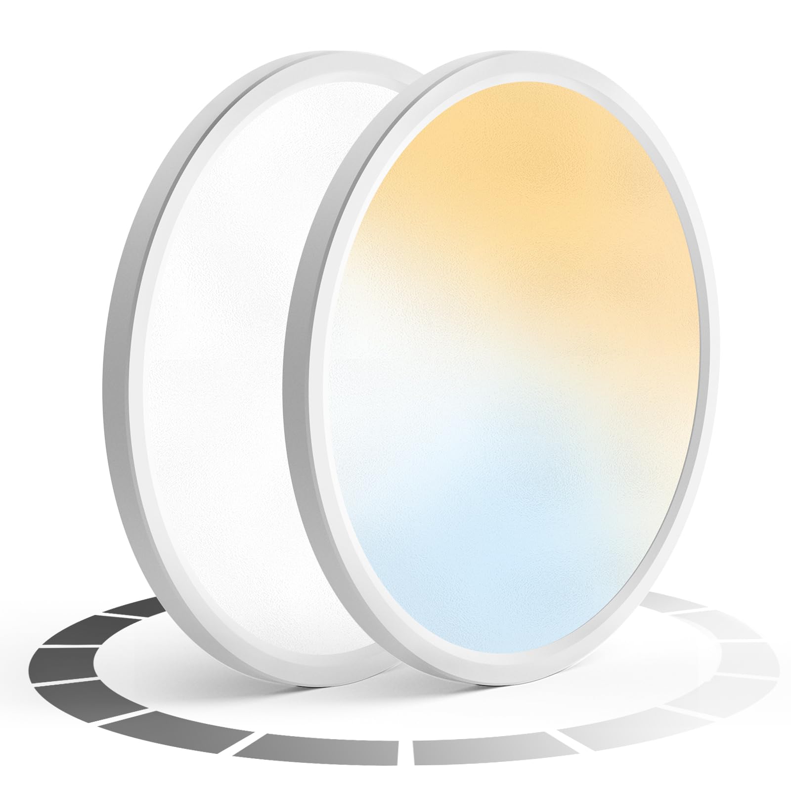 NIORSUN 12 inch 2 Pack Flush Mount LED Ceiling Light Fixture,Dimmable 3000K/3500K/4000K/5000K/6500K Adjustable Ceiling Lights,Ul