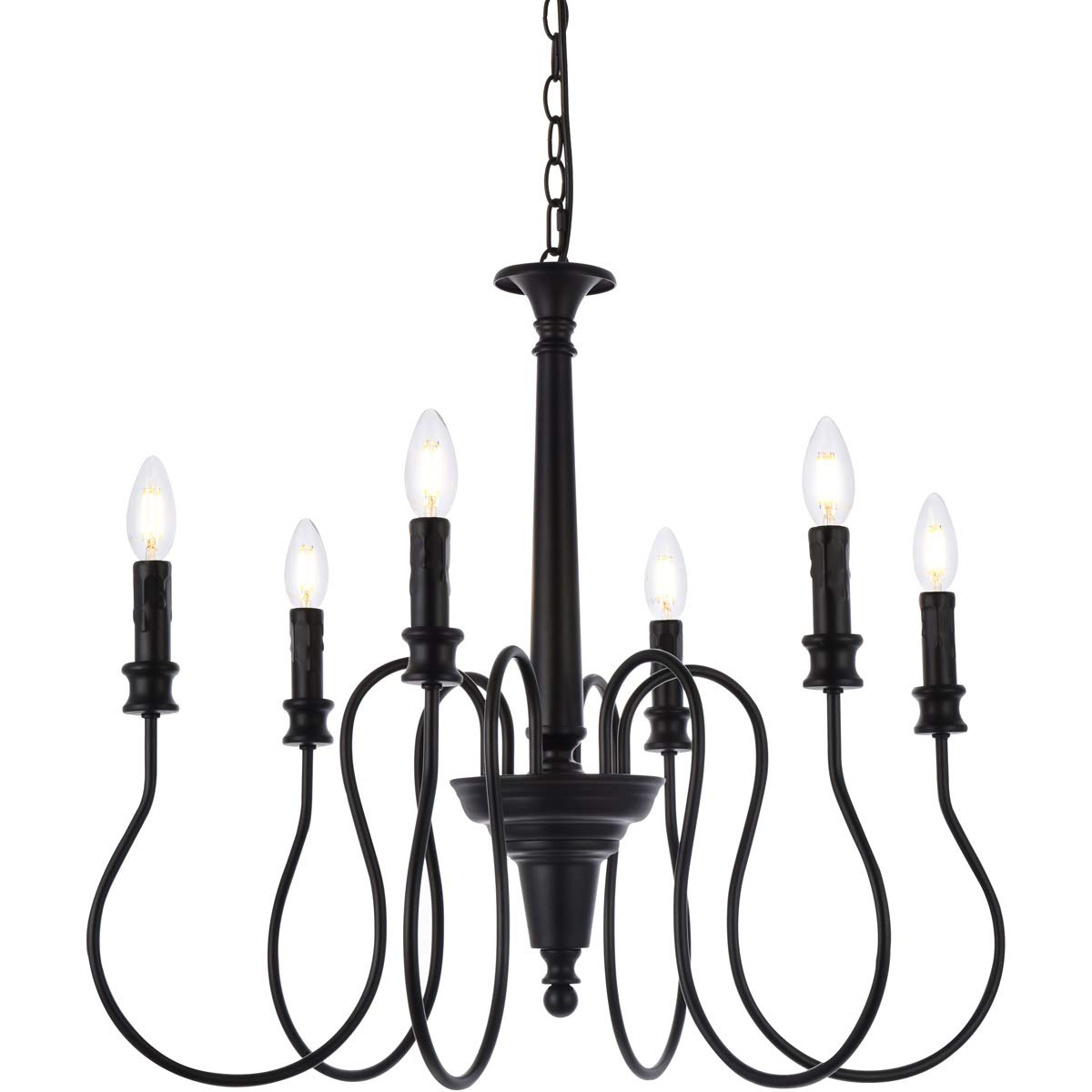 Living District Indoor Modern Home Decorative Bright Ceiling Flynx 6 Lights Pendant in Black