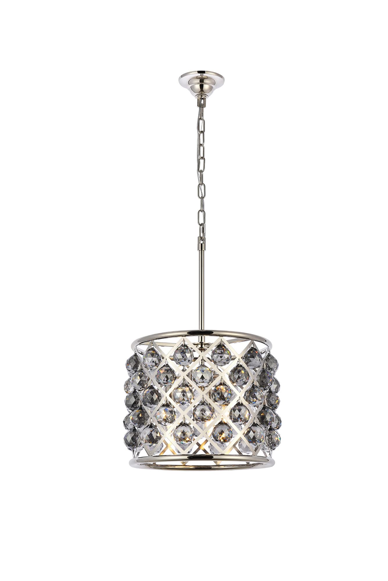 Elegant Lighting 4-Light Pendant Lamp, Polished Nickel, Metal, 14inLx14inWx13inH, Model 1206D14PN-SS/RC, Royal Cut Silver Shade Cr