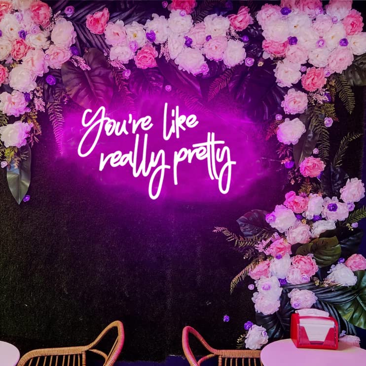 DAKABUKA Neon Sign - "You Are Like Really Pretty" LED Wall Decor, Pink, 16.9x10.6in, USB Power, Dimmable for Bedroom & B