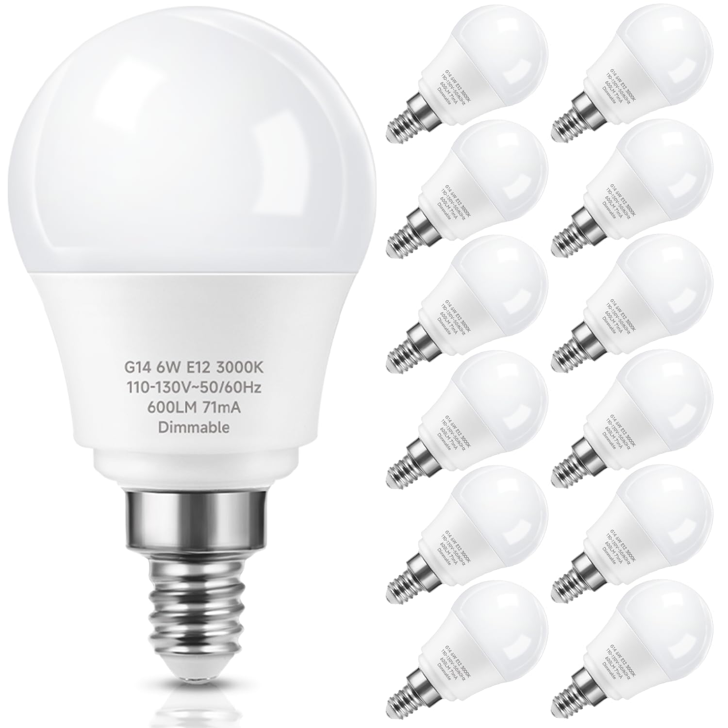 Prosperbiz E12 Led Light Bulb Dimmable, 6W Equal 60 Watt Candelabra Bulb A15 Led Bulb For Ceiling Fan,Chandeliers,Wall Sconces W