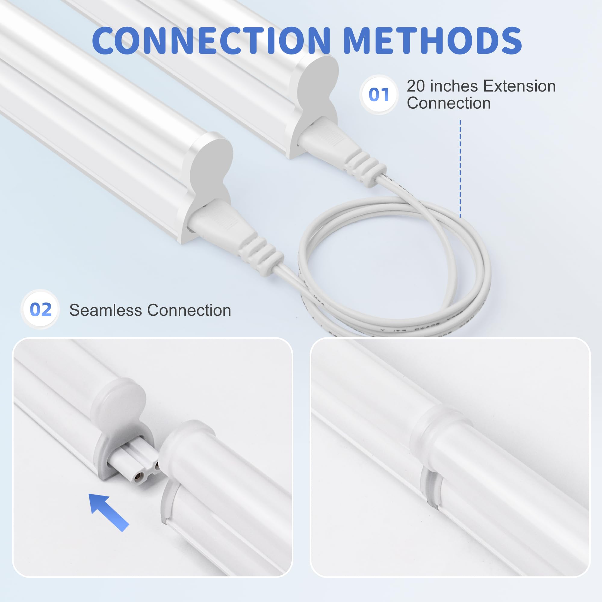 Hykolity 2 Pack Led Shop Light 4Ft, T5 Integrated Single Fixture, 22W, 2200Lm, 6500K Super Bright White, Linkable Shop Light, Ut