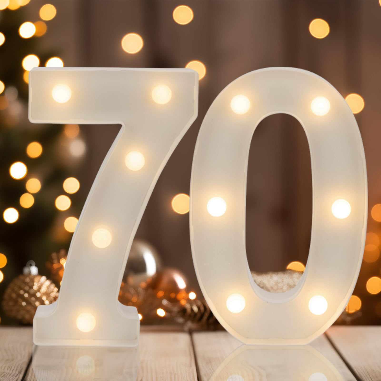 IFDGCTK Decorative LED Number Lights for 70th Birthday Party, Warm White, Model IFDGCTK