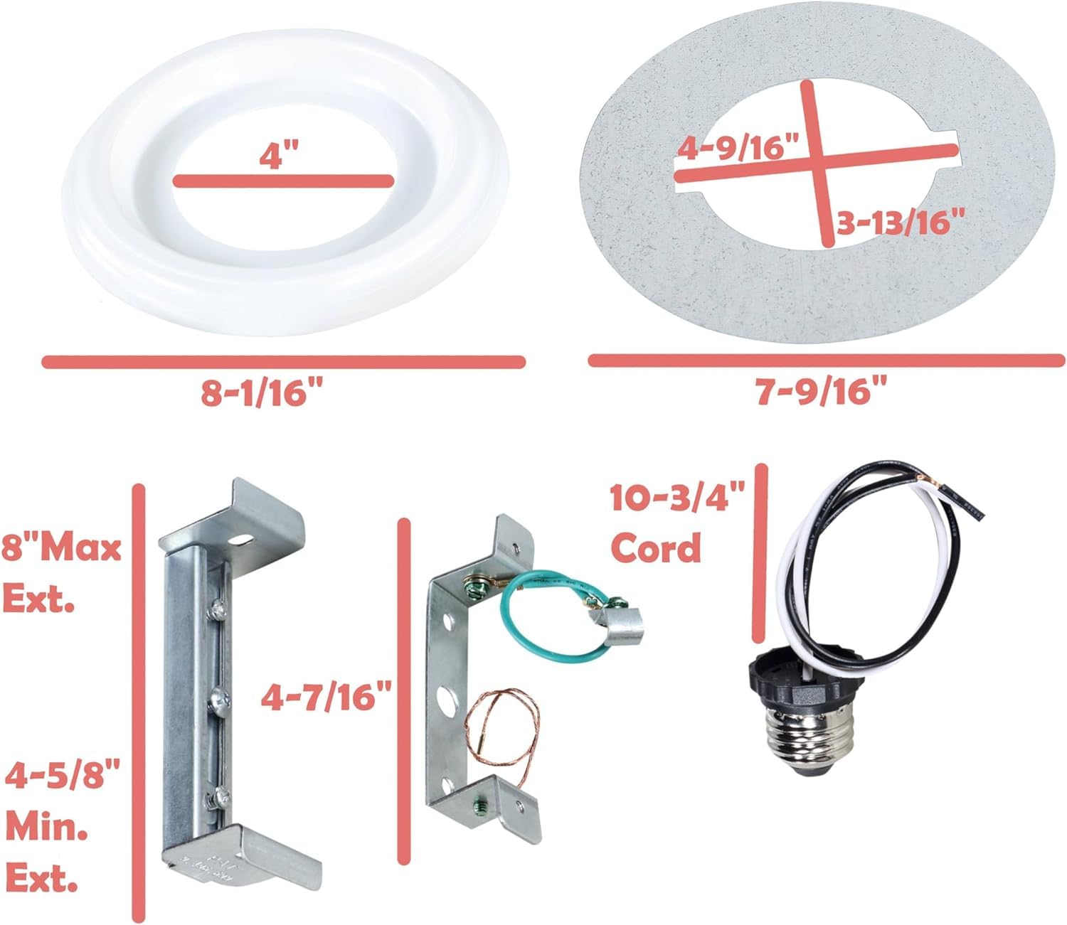 Aspen Creative 21067-12, Recessed Lighting Converter Kit, 8'' Diameter, White Plastic Medallion,Set Of 2
