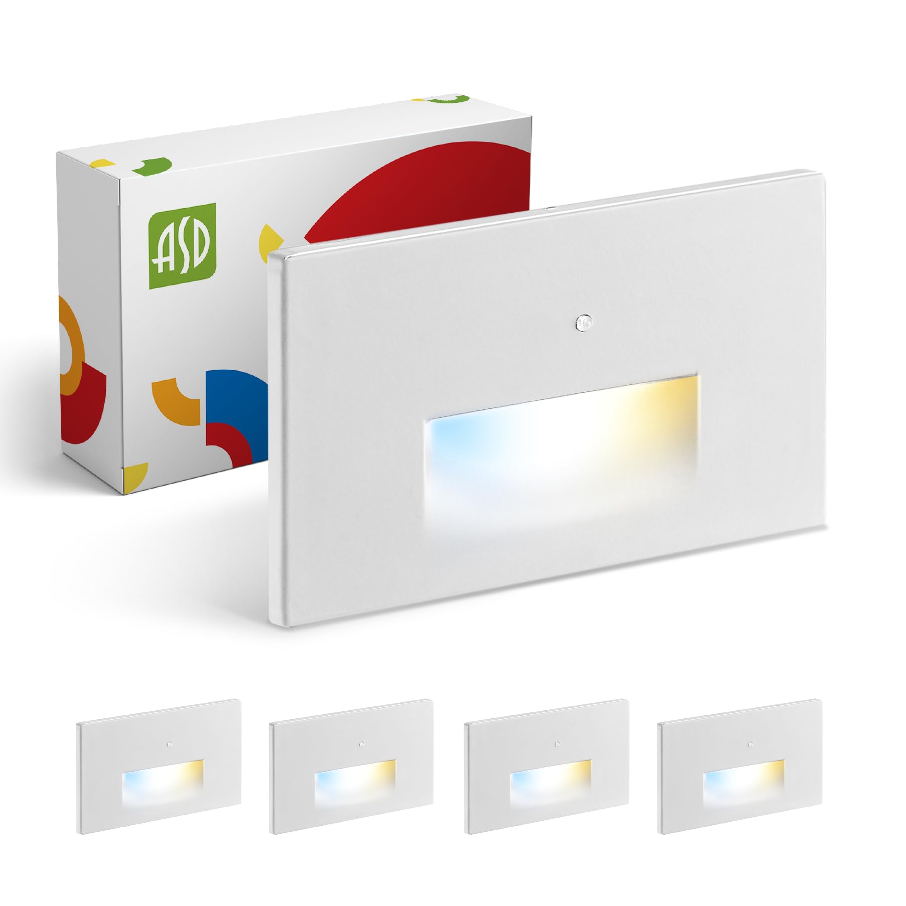 ASD LED Recessed Step Light Fixture 3W 120LM 3000K-5000K Photocell Waterproof White 4 Pack 4.75 Inch Model A-LSTL