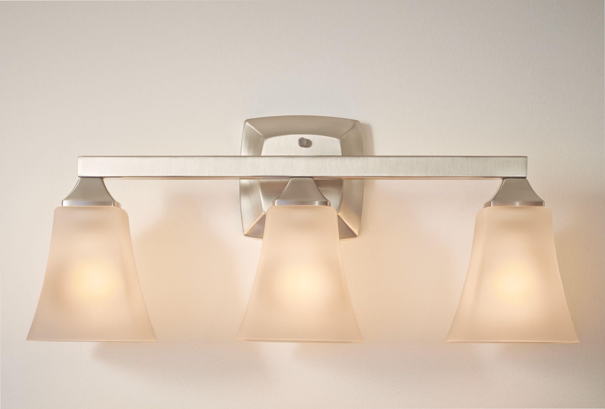 Moen Voss 3-Light Bathroom Vanity Fixture, Brushed Nickel, Frosted Glass, 7.24 x 9.61 x 26.89 inches, Model YB5163BN