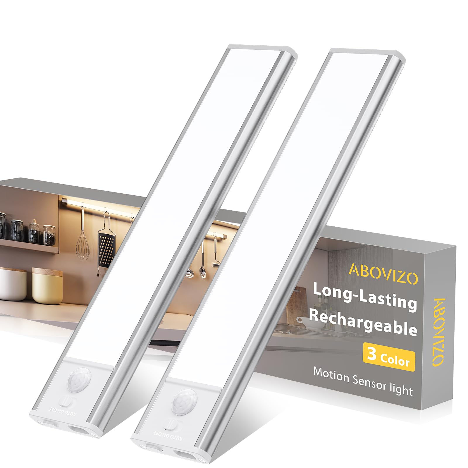Led Under Cabinet Lighting  Battery Operated Motion Sensor Light Indoor Wireless  3 Color Temps  Usb Rechargeable Closet Light  Dimmable Under Counter Lights For Kitchen Stairs Closet Pantry  2 Pack