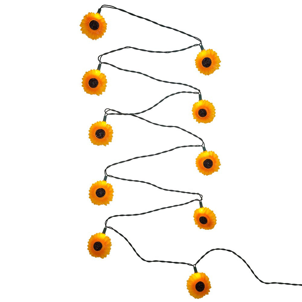 Kurt S. Adler 10-Light Sunflower Light Set UL4248, 11.5ft, Yellow, Plastic
