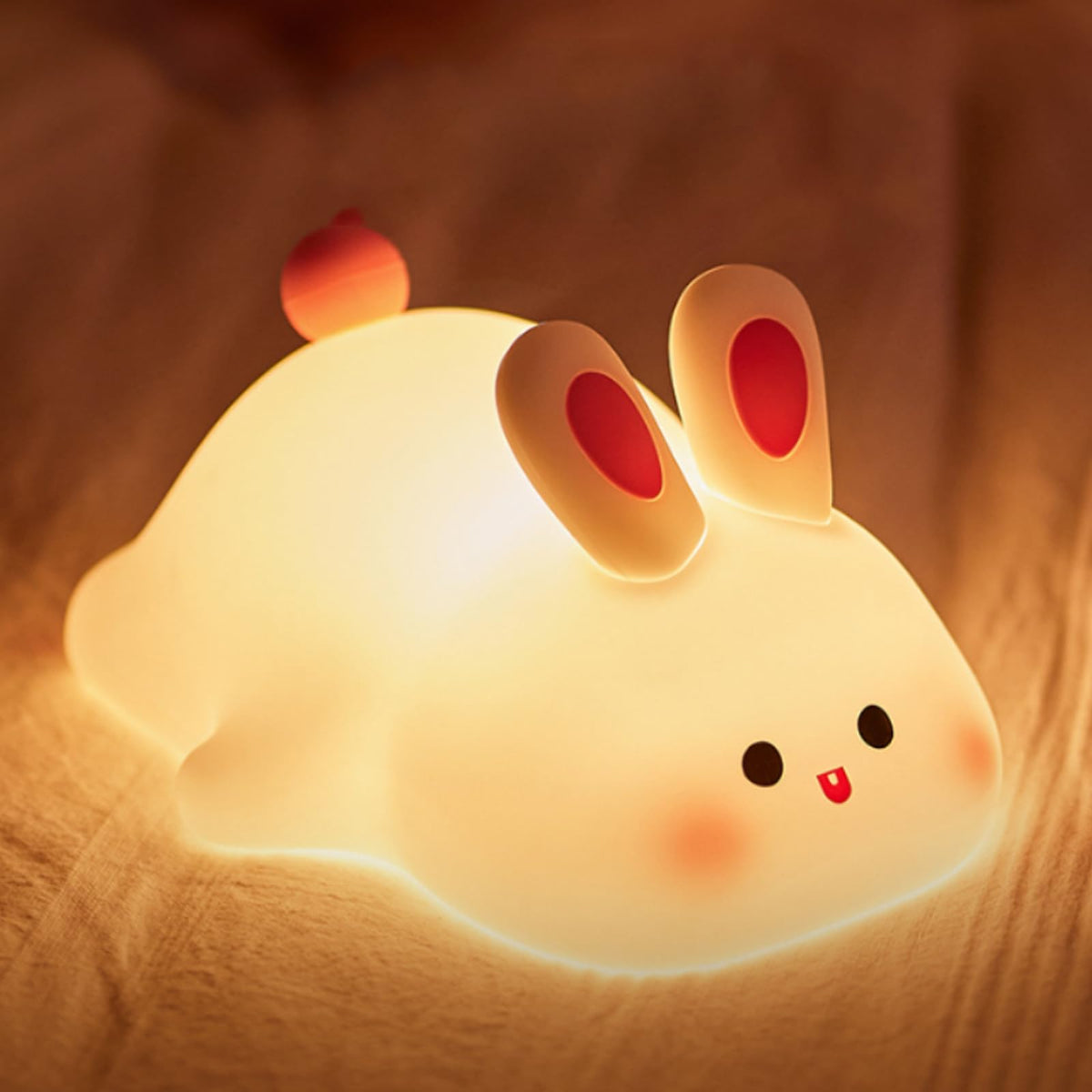 Angtuo Bunny Night Light, Big Face Rabbit Light, Bunny Lamp Dimmable And Rechargeable, Cute Night Light, Kawaii Room Decor