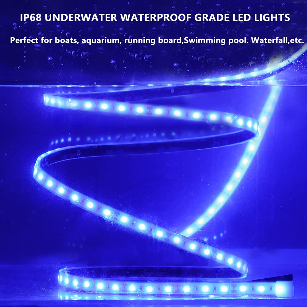 Rolightic Marine Submersible Boat Led Strip Lights  12V 6Ft Ip68 Waterproof Underwater Boat Lights  Boat Interior Light  Boat Deck Light Courtesy Lighting For Night Fishing Pontoon Kayak  Blue