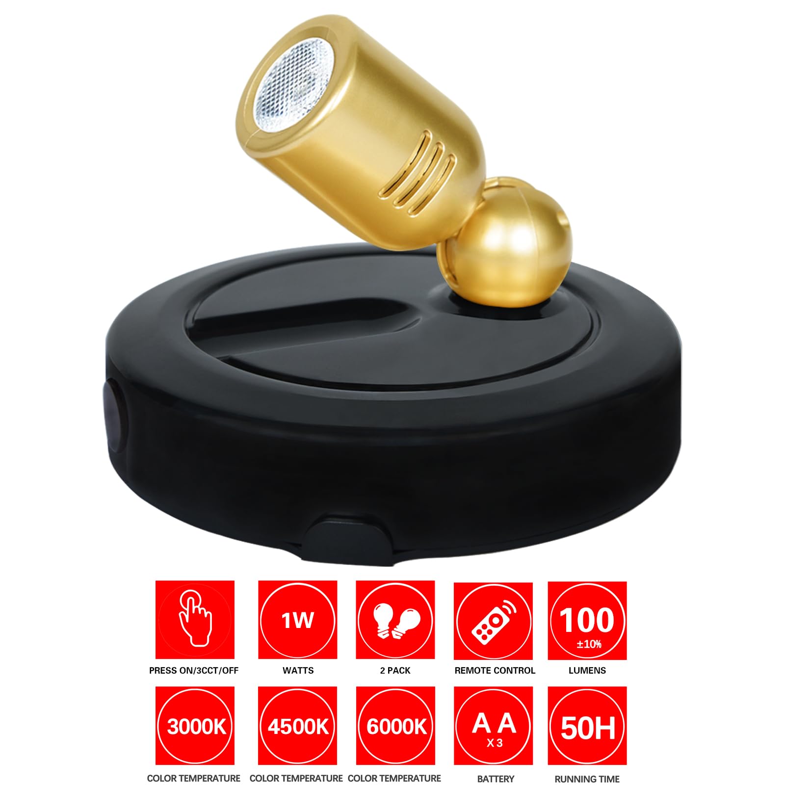 BERGUSTCH Picture Light, Battery Operated, 3 Color Temperatures, Remote Control, Indoor LED Accent Light, Model B-QX009HJ-2, Multicolor