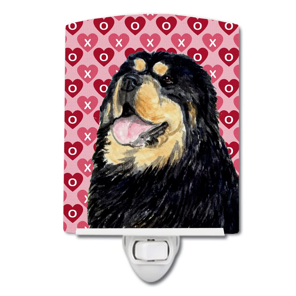 Carolines Treasures Ceramic Night Light, Tibetan Mastiff Hearts, UL-Certified, 6x4x3in, Multicolor, Model SS4512CNL