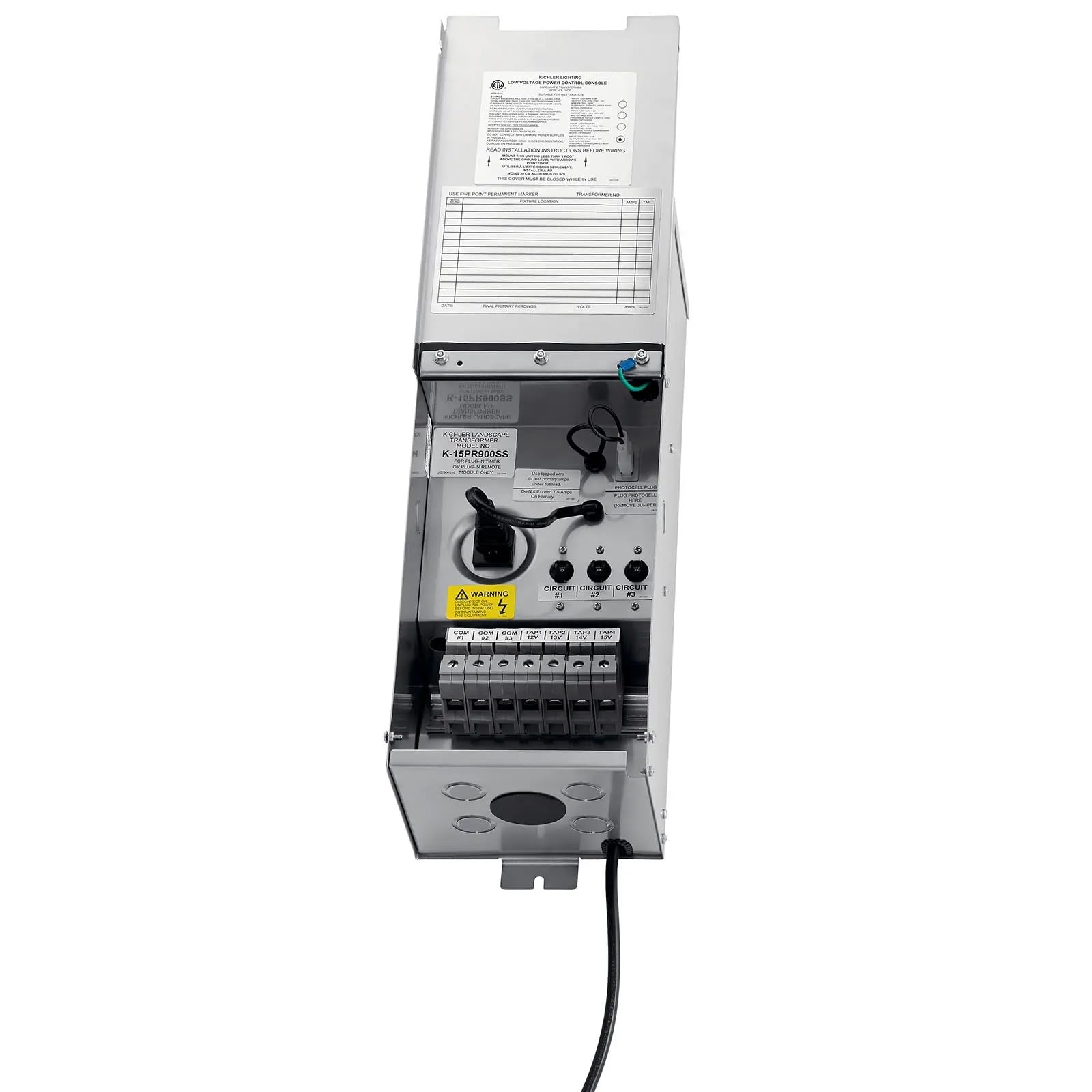 Kichler Pro Series Transformer 900W in Stainless Steel, Outdoor Low Voltage Lighting Transformer, 15PR900SS