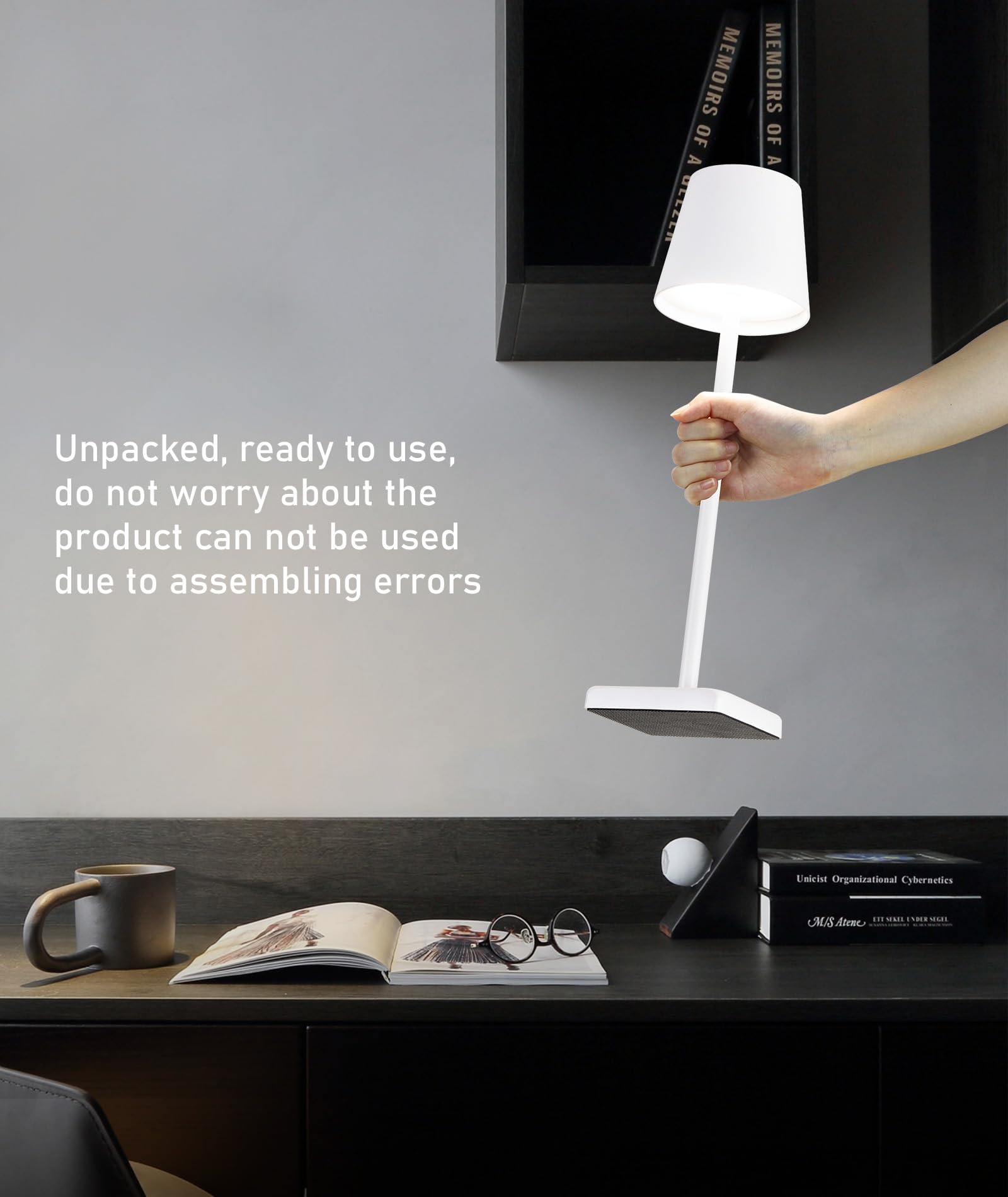 HASUN 2 Pack Cordless Table Lamp, Portable LED Desk Lamp, 5200mAh Battery Operated Lights, 3 Color Stepless Dimming Up, Night Li