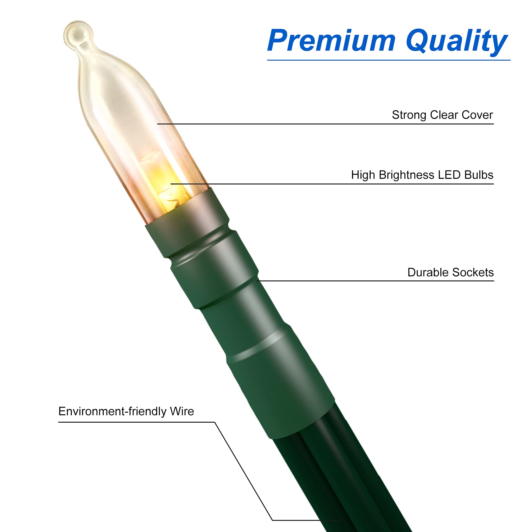 ASENEK Christmas Lights - 33ft 100LED Battery Operated String Lights, Warm White, Indoor/Outdoor, with Timer & 8 Modes, 2 Pack