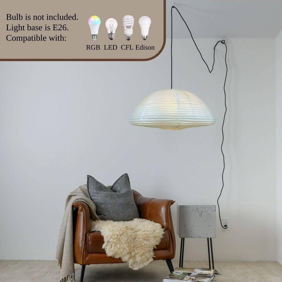 Nogy Rice Paper Lantern Lamp • Paper Lantern With Light - Ambient Lighting With Rice Paper Lamp Shade, Perfect For Home Decor, Easy Installation (Plug-In)