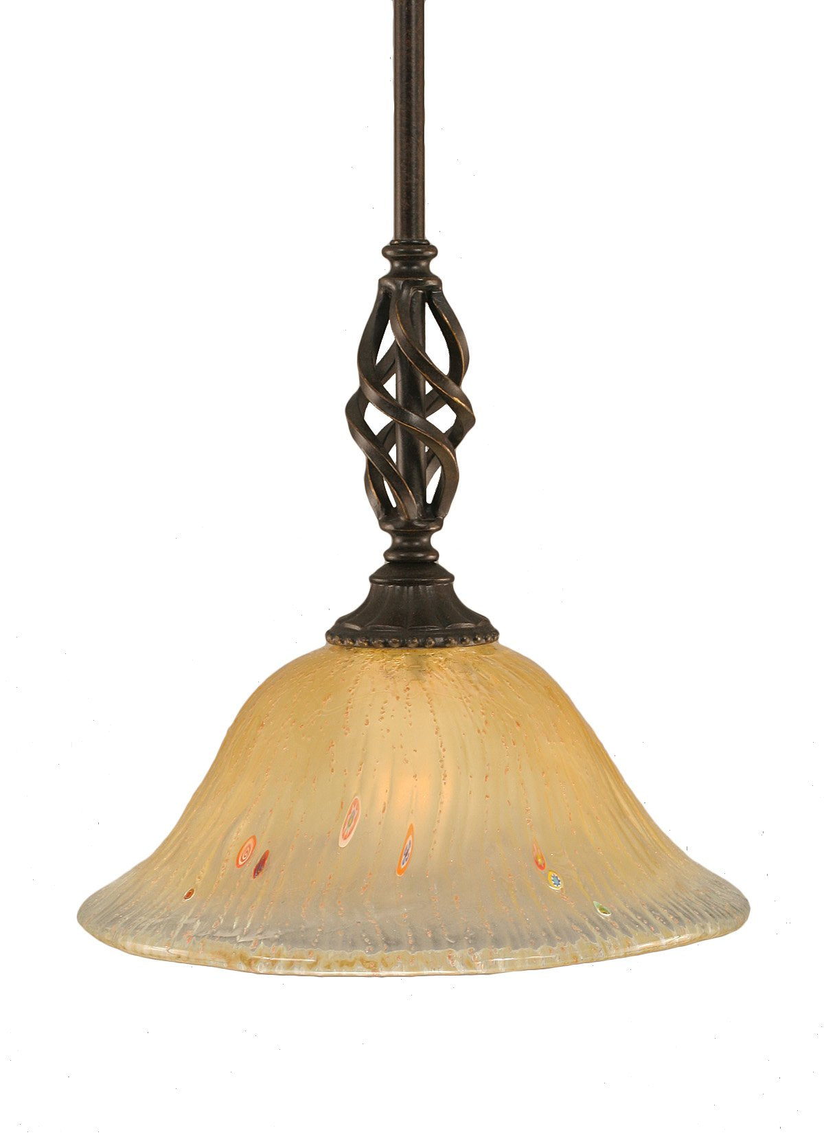 Toltech Lighting 80-DG-730 12-Inch Elegante Mini-Pendant Dark Granite Finish with Amber Crystal Glass