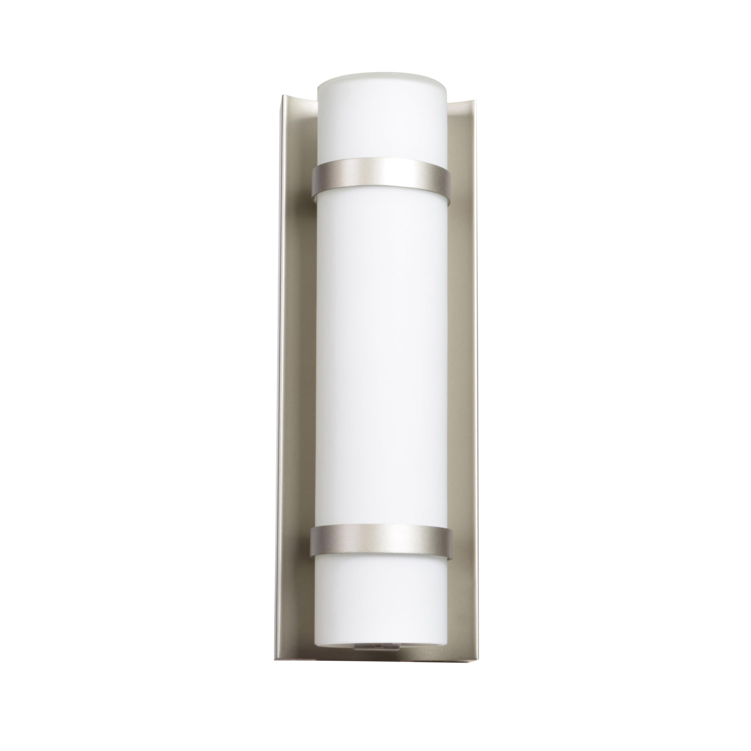 Cilindro Led Outdoor Wall Mount - 12"H - Brushed Steel - Opal Glass Diffuser