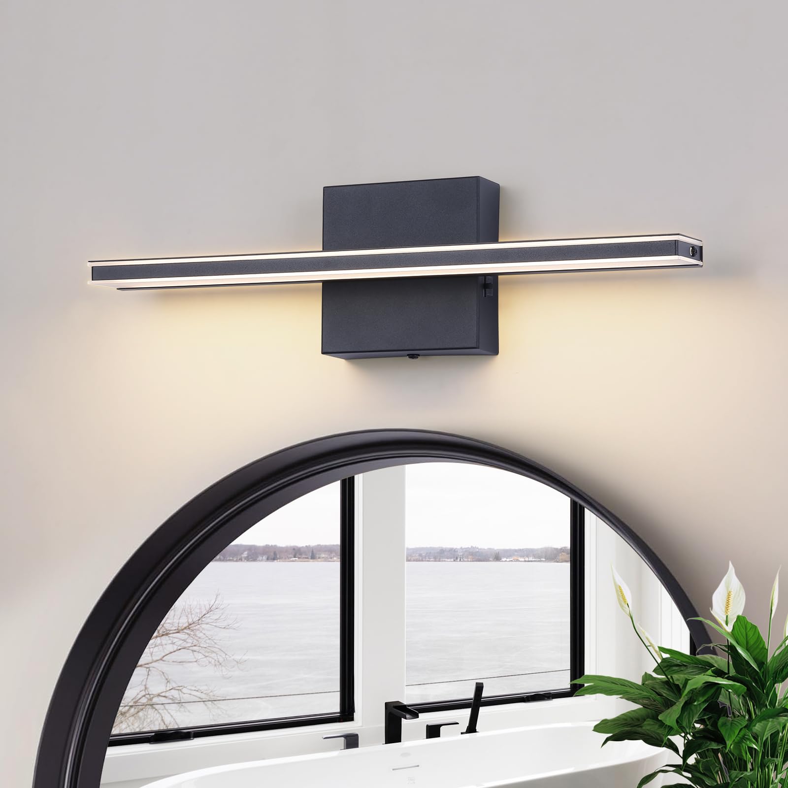 BRIVOLART LED Bathroom Vanity Light Dimmable 5CCT, 15.7 Inch, Black, Acrylic, Model 6420-5CCT