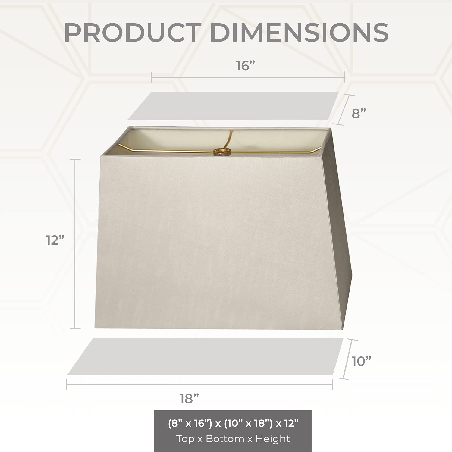 Royal Designs, Inc. Rectangle Hardback Lamp Shade, Hb-613-18Gr, Gray, (8 X 16) X (10 X 18) X 12