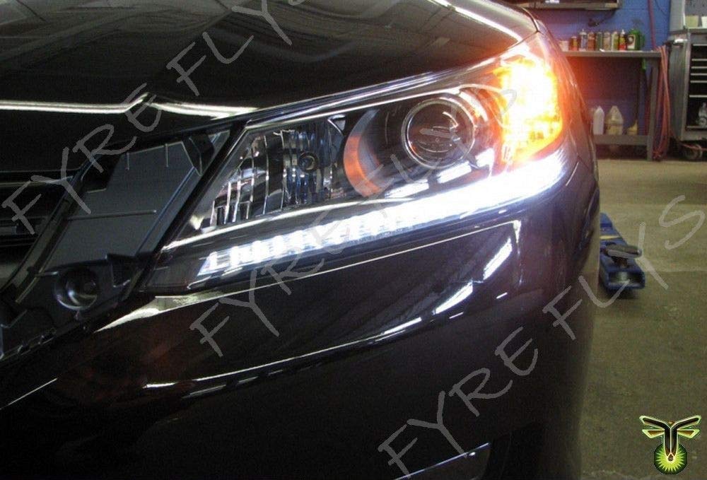 Fyre Flys Led Headlight Drl Strip Bulbs For 2013-2015 Honda Accord Super Bright 6000K White Canbus Error Free 3014 Series