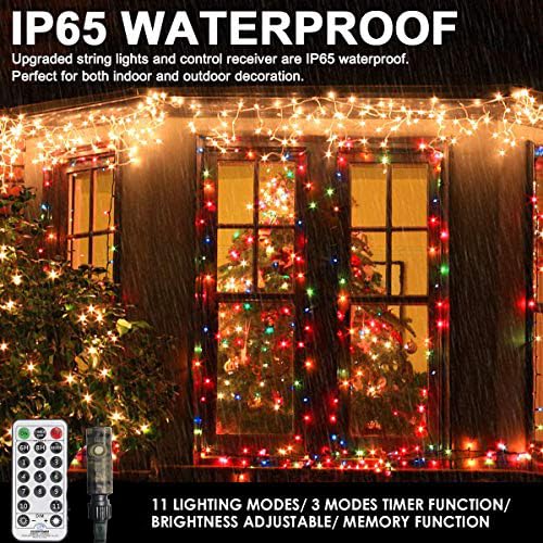 Decute Colors Changing Christmas Tree Lights 4 Colors In 1 String Lights, 11 Modes 300Leds 108Ft Extendable Waterproof Indoor Ou