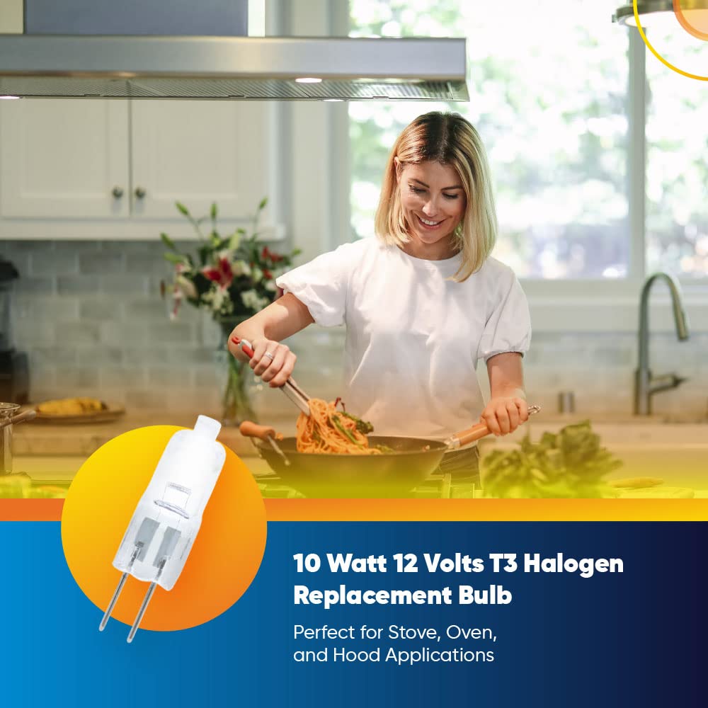Technical Precision 10W 12V T3 Halogen Bulb G4 Bi-Pin Base for Range/Oven - 1 Count