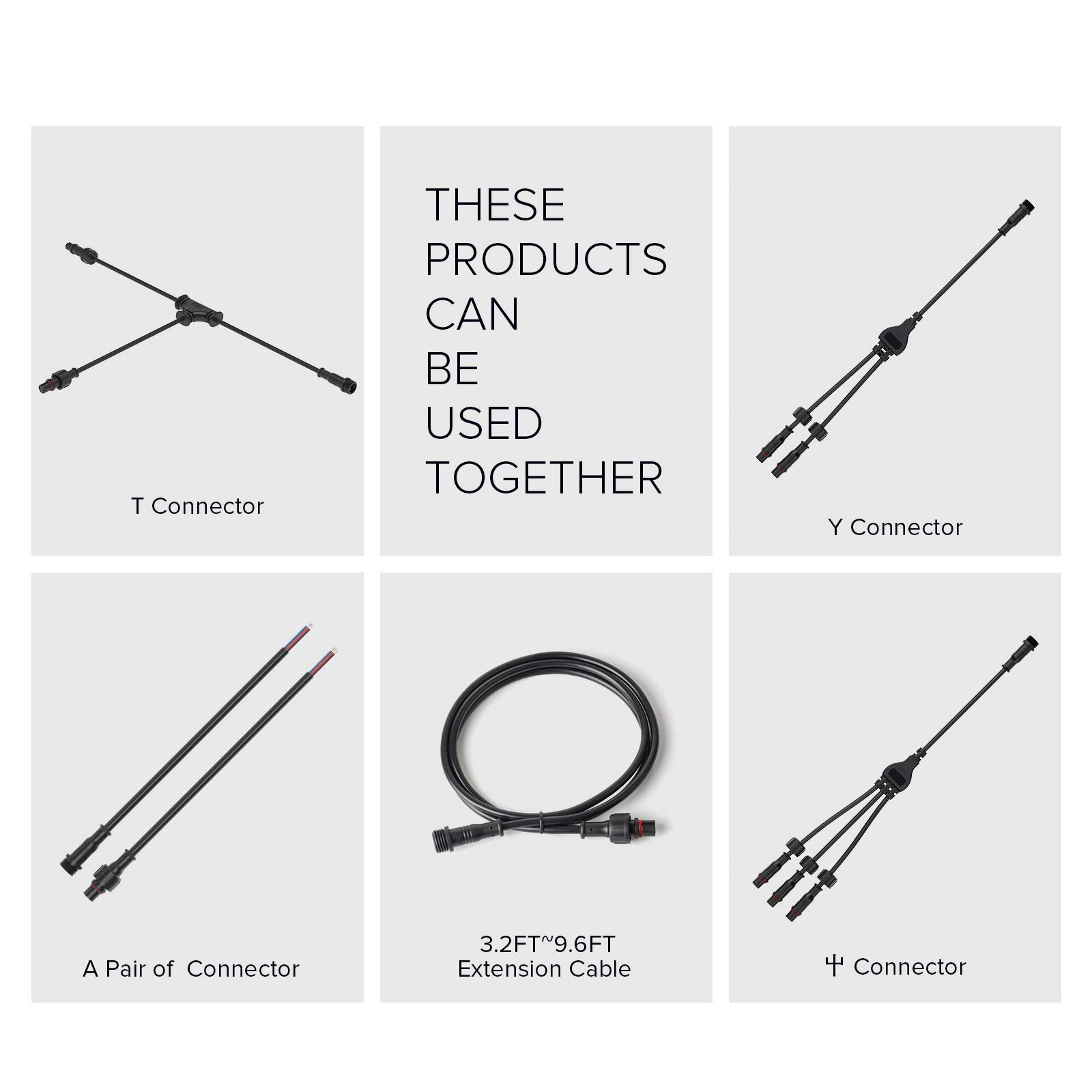 Btf-Lighting 4 Pin Electrical Connector 24Awg Ip65 Male Female Connector 7.87In/20Cm Extension Cable For Car,Truck,Boat,Indoor/Outdoor Led Strip Lights/String 15Mm Nut Small Size 5 Pairs