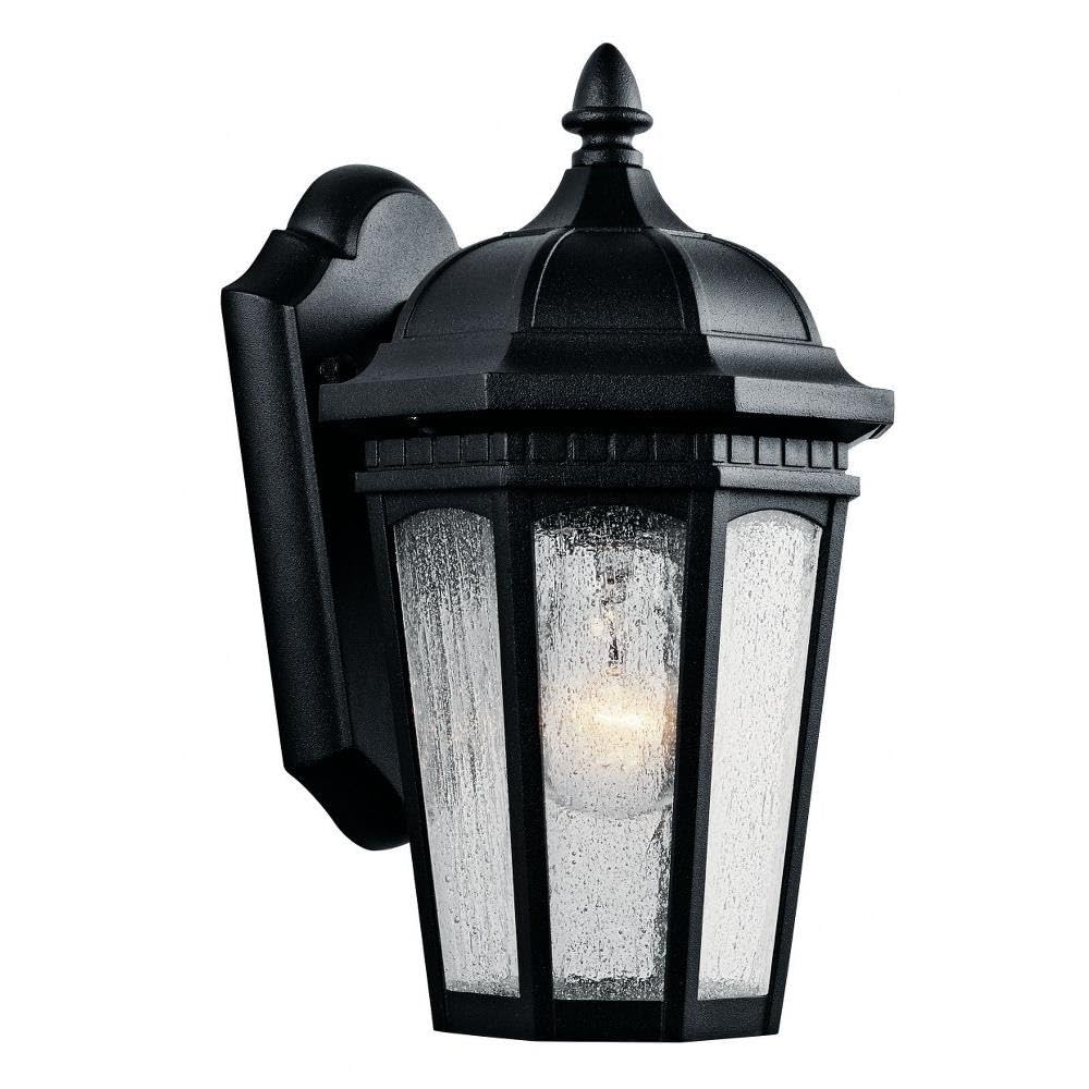 Kichler Courtyard 11 1 Light Outdoor Wall Light with Clear Seeded Glass in Textured Black, 16-Inch