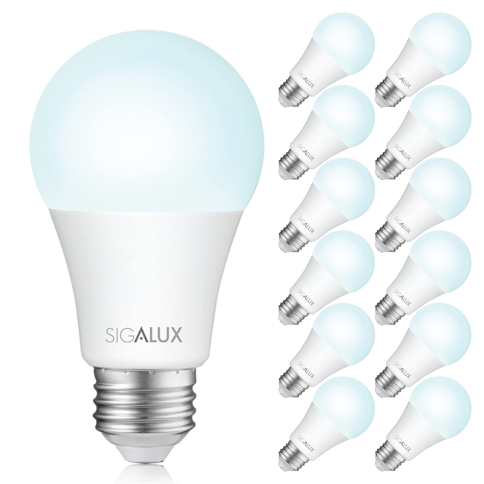 Sigalux Led Light Bulbs 100 Watt Equivalent, A19 Daylight 5000K White Standard Light Bulbs,Non-Dimmable 13W Energy Efficient Led