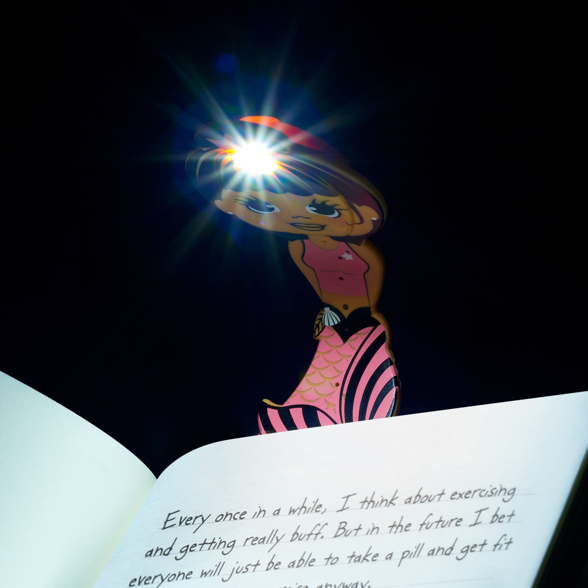 Gifts for Readers & Writers Bookmark Reading Light Mermaid Pink - 2in1 Clip On Bookmark Kids Light for Reading in Bed, Travel Cu