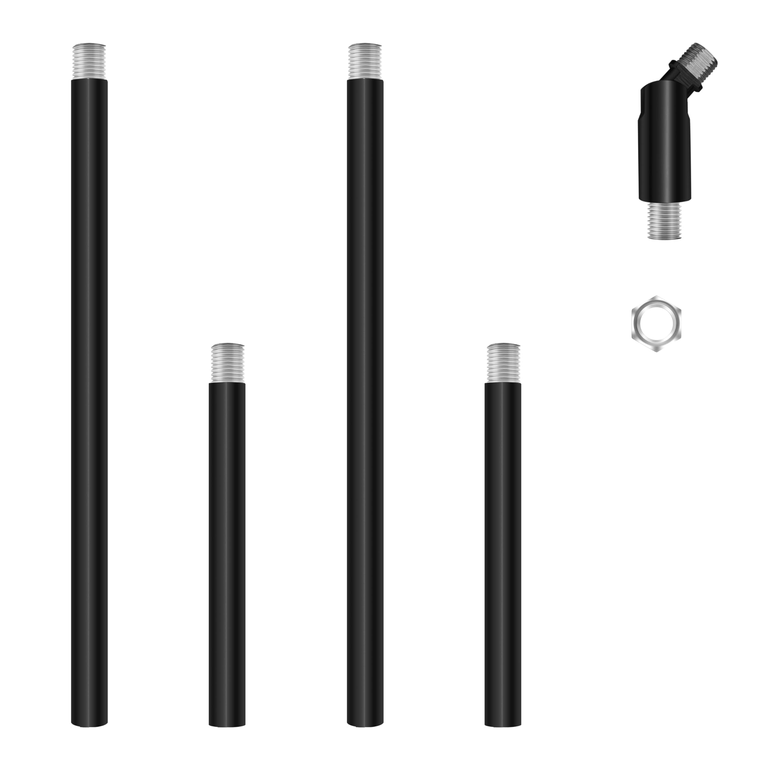 M10 Threaded Extension Poles Lighting Fixture Downrods Stems & 180 Degrees Sloped Ceiling Adapter Kits for Pendant Light  Island Lighting  Chandeliers (Chrome)
