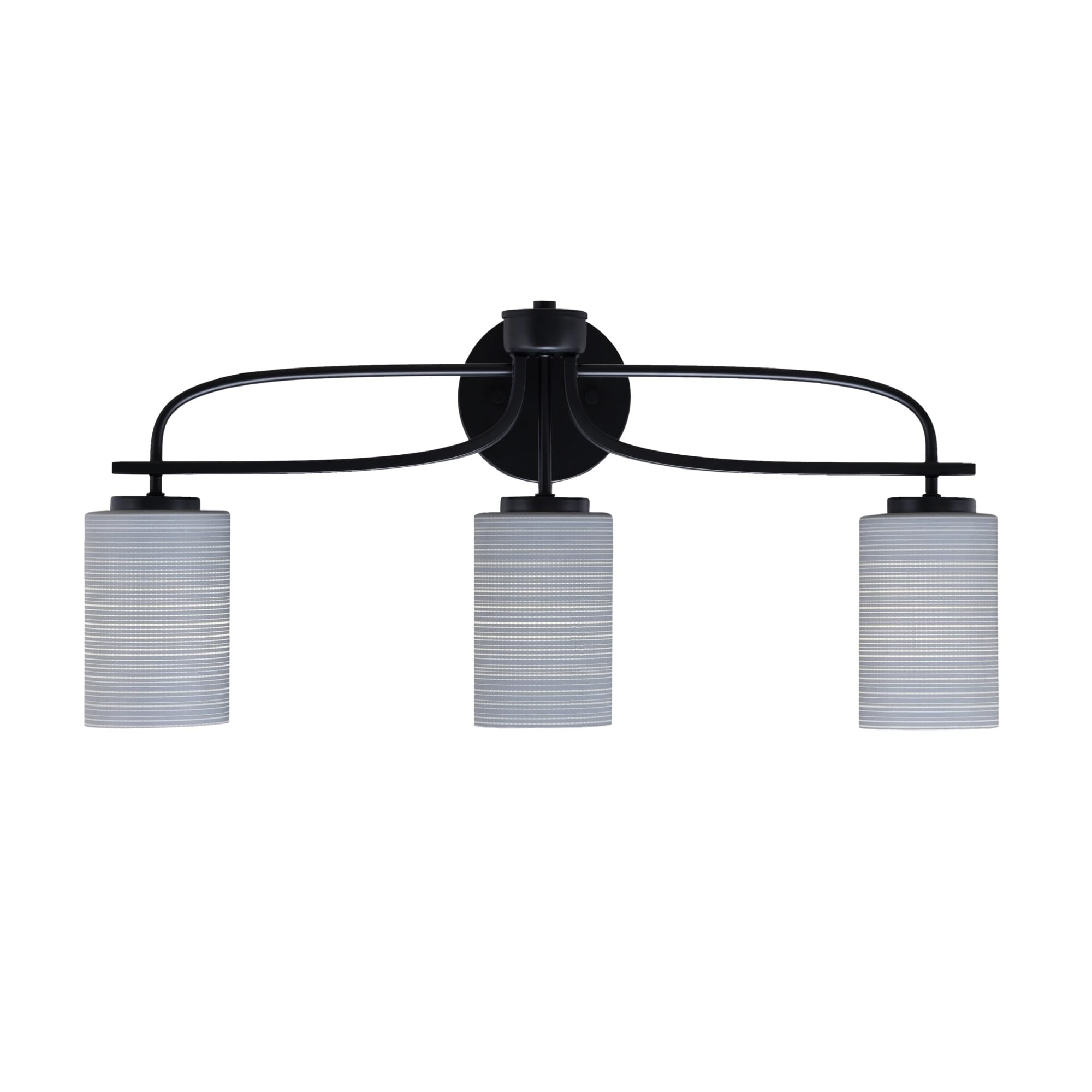 Cavella 3 Light Bath Bar Shown In Matte Black Finish With 4" Gray Matrix Glass