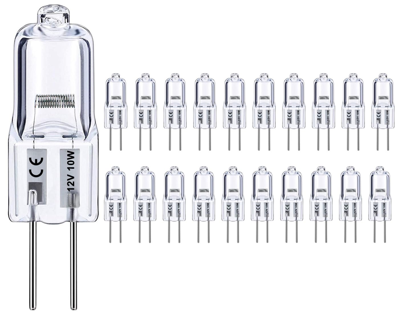 G4 Bulb, 20 Pack Halogen G4 12V 10W With G4 Bi-Pin Base, High Output G4 Light Bulb 12V 150Lm 3000Hrs Long Lifetime, G4 Dimmable,
